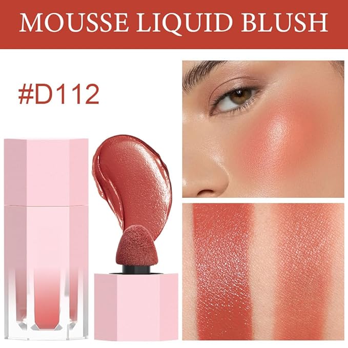 evpct 2Pcs Soft Cream Velvet Liquid Blush Makeup for Cheeks Lips, Moisturizing Lightweight Blendable Feel Waterproof Long-Wearing Smudge Proof Natural Matte Finish Looking Dewy Cheek Tint D110 & D112-VivaGrace Women