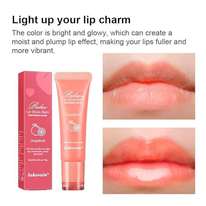 Hydrating Lip Butter Balm for a Glossy Finish and Lip Glow - Lip Glowy Balm with Summer-worthy Fragrance | Vegan Lip Care (#3-Grapefruit)-VivaGrace Women
