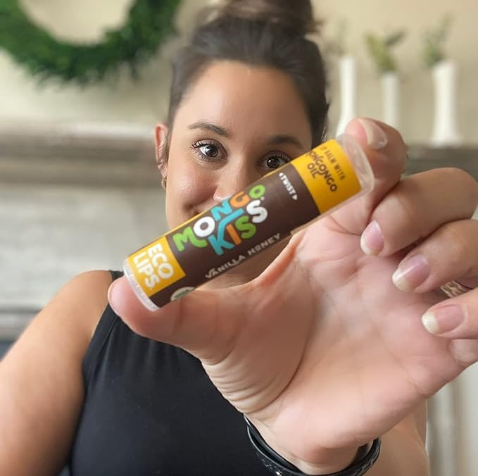 Eco Lips Mongo Kiss Organic Lip Balm 4 Pack - 100 Percent USDA Organic - Soothe, Moisturize Dry, Cracked and Chapped Lips - Made in USA (Peppermint & Vanilla Honey)-VivaGrace Women