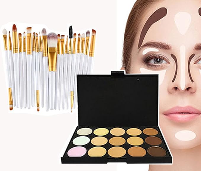20pc White Eye And 15pc Contour Pallet Eye Makeup Brush Set-VivaGrace Women