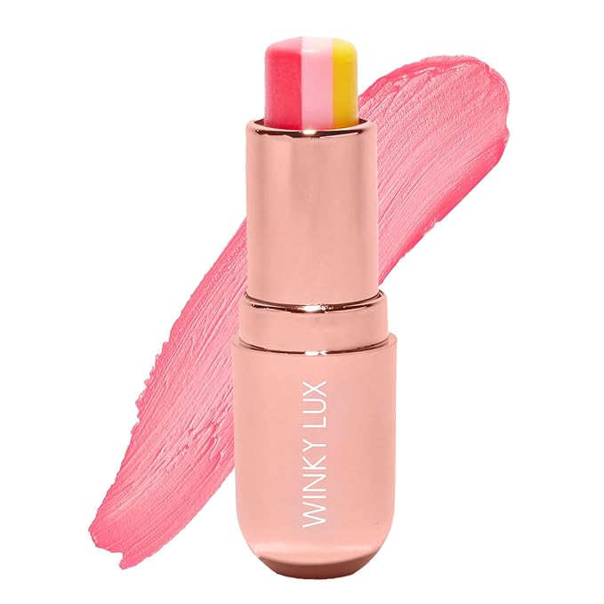 Winky Lux Pink Lemonade Tri-Color Tinted Lip Balm – Lip Care with Jojoba Oil & Vitamin E, Sheer Tint, Juicy Citrus Scent, Softens and Hydrates Dry Lips-VivaGrace Women