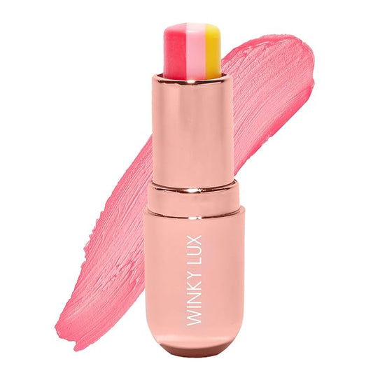 Winky Lux Pink Lemonade Tri-Color Tinted Lip Balm – Lip Care with Jojoba Oil & Vitamin E, Sheer Tint, Juicy Citrus Scent, Softens and Hydrates Dry Lips-VivaGrace Women