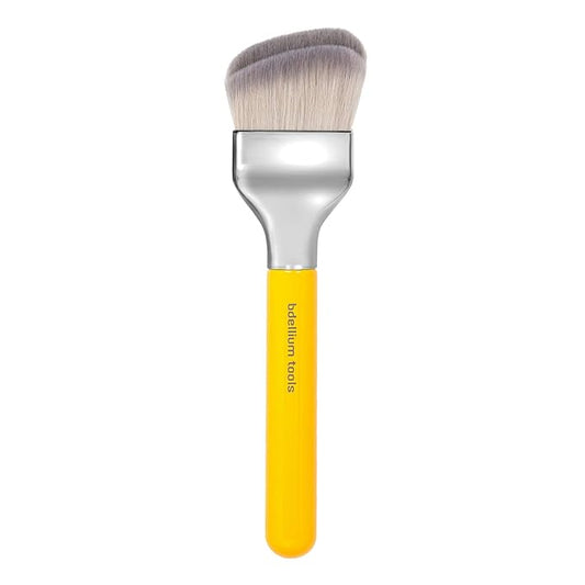 Bdellium Tools Professional Makeup Brush - Studio Series 971 Large Slanted Double Dome Blender - With Soft Synthetic Fibers, For Quick & Easy Application and Blending (Yellow, 1pc)-VivaGrace Women