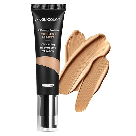 Matte Oil Control Concealer Foundation Flawless Soft Long Lasting Foundation Makeup,Waterproof Full Coverage Face Makeup Strong Concealer Foundation for Oily Acne Skin (#105 Sand)-VivaGrace Women
