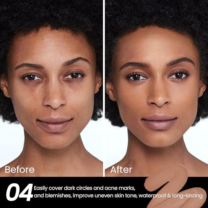 2 Pack Liquid Foundation Cream for Face Makeup,Durable Full Coverage Matte Concealer Make Up,Oil Control & Waterproof Base Primer -0.35+0.35 Fl.Oz (03+04#)-VivaGrace Women