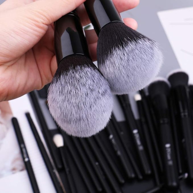 DUcare 27Pcs Makeup Brush Set Black Professional Premium Cosmetic Brushes for Foundation, Concealer, Eyeshadow, Blending, Powder, Contouring-VivaGrace Women