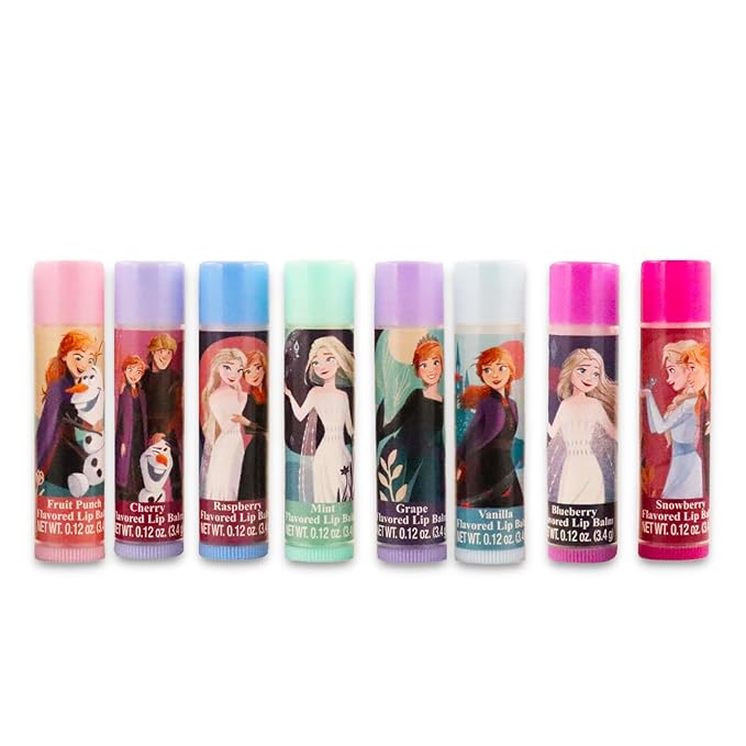 Frozen Lip Balm Set - Bundle with 8 Disney Lip Balm Tubes, Stickers and More | Anna and Elsa Lip Balm Kit-VivaGrace Women