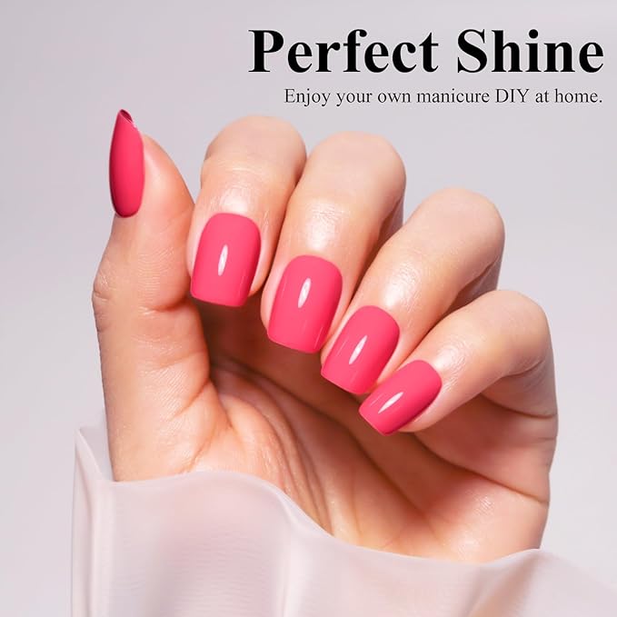 Imtiti Gel Nail Polish, 15ml Bright Pink Soak Off LED Polish for Nail Art Design, Manicure Salon DIY at Home