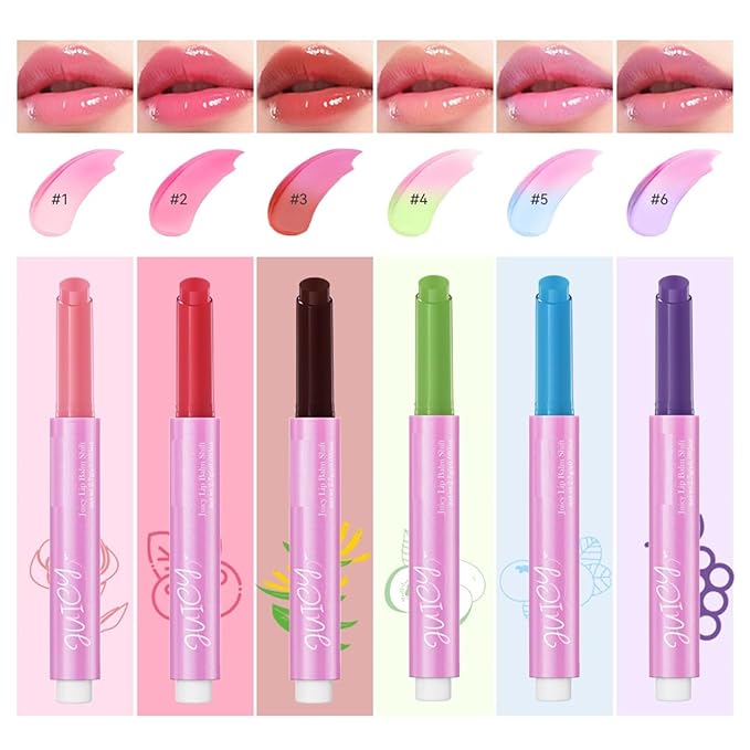 MAEPEOR Tinted Lip Balm 6 Colors Moisturizing Lip Balm Hydrating Changing Lip Gloss for Lip Care and Dry Lip (05 Blueberry)-VivaGrace Women