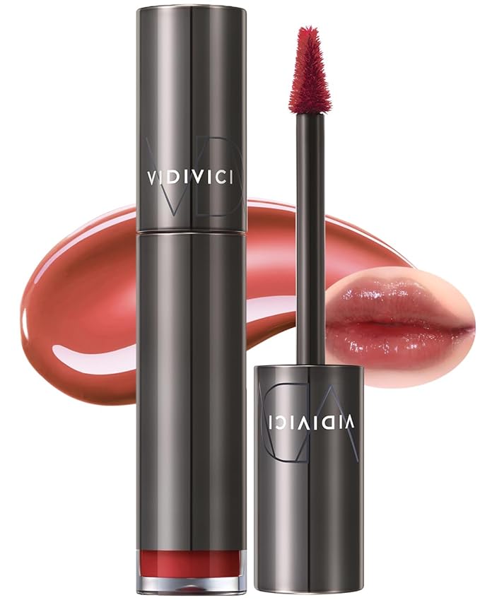 VIDIVICI Millennial Tint Glit - Transfer Proof Moisture Korean Lip Tint with Long-Lasting Color, Lightweight Water Jelly Texture, Hydrating & Smudge-Free Lip Stain, 0.13oz (04 FALLING BROWN)-VivaGrace Women