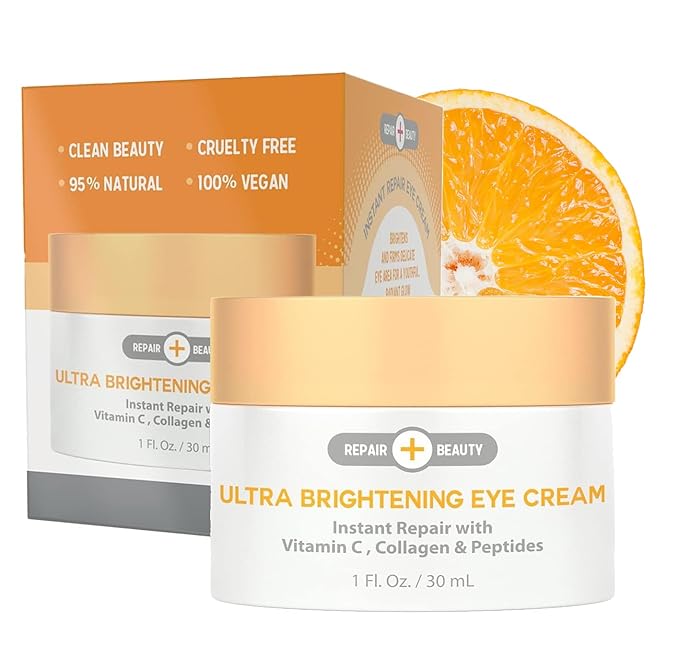 Vitamin C, Collagen and Peptides Eye Cream - Reduces Dark Circles, Puffiness & Eye Bags, Brightening Under Eye Cream - Cruelty Free Korean Skin Care For All Skin Types - 1.0 Fl. oz/ 30ml-VivaGrace Women