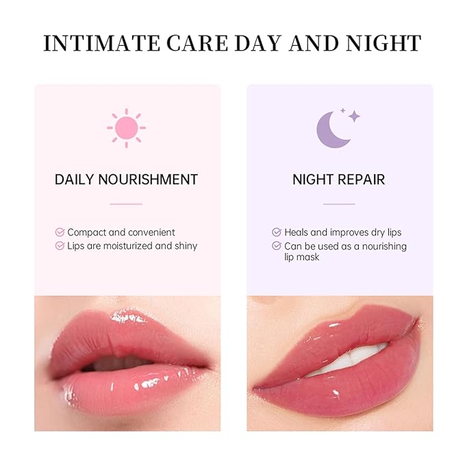 Lip Glowy Balm Butter Lip Balm Plumps Moisturizing Hydrating Lip Mask Repair Moisturizer Lips Care Lip Treatment for Dry Cracked Lip, Glossy Finish, Vegan Tinted Lip Balm Chapstick (#5 Cherry)-VivaGrace Women