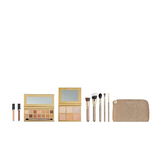 Sigma Beauty Ambiance Complete Collection - 14 Buttery Eyeshadow Powders, Highlighter Palette with 6 Metallic Highlighters, 2 Hydrating Lip Gloss, & 5 Makeup Brushes - Full Makeup Set-VivaGrace Women