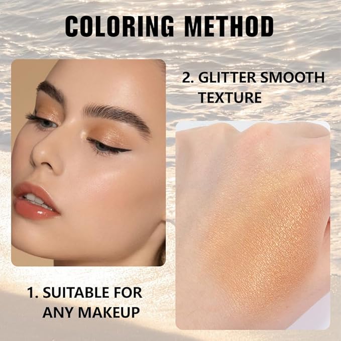 evpct Gold Single Eye Shadow Palette Makeup for Older Women, Gold Bronze Copper Brown Shimmer Glitter Sparkly Metallic Cream Eyeshadow Palette Brightener Makeup, High Pigment Monochrome Mini Eyeshadow