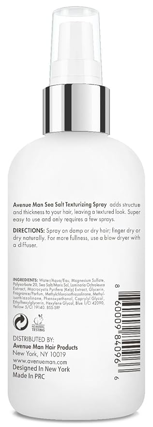 Avenue Man Sea Salt Spray for Men - Texturizing & Thickening Sea Salt Hair Spray for Men with Kelp and Brown Seaweed Extract - Paraben, Sulfate-Free - Add Volume and Texture Beach Hairspray 6.76 Oz-VivaGrace Women