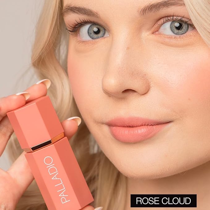 Palladio Liquid Blush for Cheeks & Lips 2-in-1 Makeup Face Blush, Weightless Cream Formula, Smudge Proof Long-Wearing Pigmented Blush, Natural Look Makeup Face Blushes, Dewy Finish, Rose Cloud-VivaGrace Women