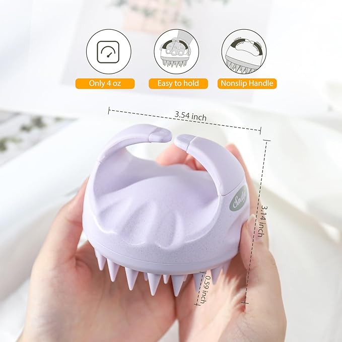 Sndyi Scalp Massager Shampoo Brush, Scalp Scrubber with Soft Silicone Bristles, Scalp Exfoliator for Dandruff Removal, Scalp Massager for Hair Growth, Wet Dry Hair Brush for Scalp Care, Taro Purple-VivaGrace Women