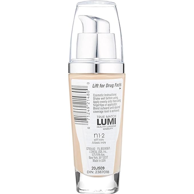 L'Oreal Paris True Match Lumi Healthy Luminous Makeup, N1-2 Soft Ivory Classic Ivory , 1 fl; oz.-VivaGrace Women