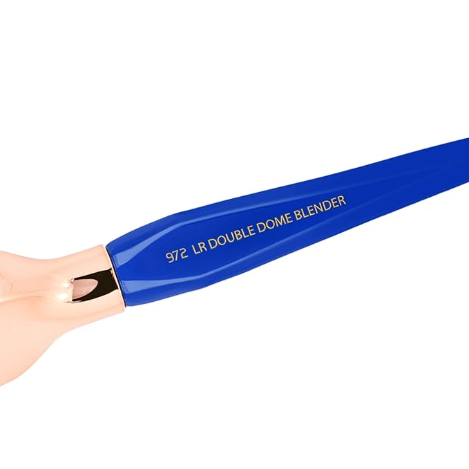 Bdellium Tools Professional Makeup Brush - Golden Triangle 971 Large Slanted Double Dome Blender - With All Vegan and Soft Synthetic Fibers, For Foundation Application & Blending (Blue, 1pc)-VivaGrace Women