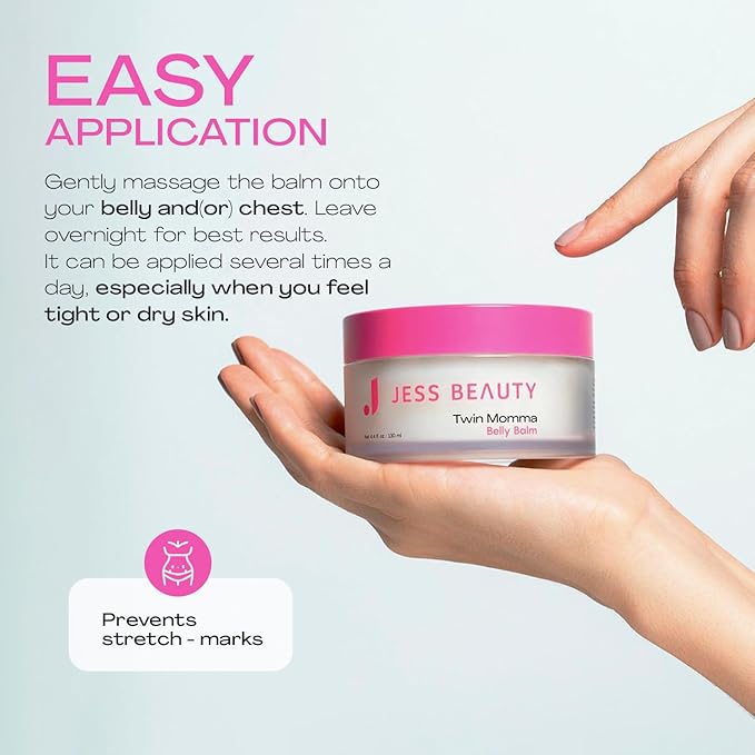 JESS BEAUTY | Twin Momma Belly Balm Lotion Coconut Oil & Avocado Oil | Skin Care Maternity Postpartum Essentials 4.4 fl oz-VivaGrace Women