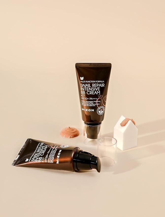 MIZON Snail Repair Blemish Balm, Multifunctional BB Cream with Snail Mucus Filtrate, Skin Care and Makeup Coverage, Strenghtens Skin Elasticity, Improves Fine Wrinkles (#27)-VivaGrace Women