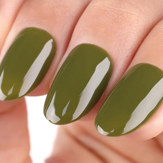 Imtiti Green Gel Nail Polish, 1 Pcs 15ml Olives Green Color Autumn Winter Gel Polish UV LED Cure Nail Art Manicure Salon DIY Gift for Women Girl