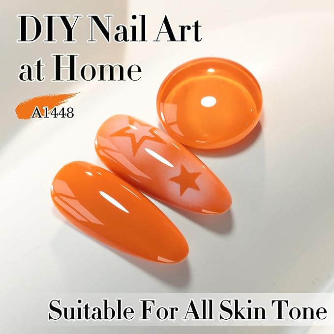 Double Rhythm 0.50 OZ Gel Polish Hema Free Same Color Same Bottle Golden Round Translucent Neutral Natural Milky 15 ML Jelly UV Polish Art DIY at Home (Burnt Orange-C1448)