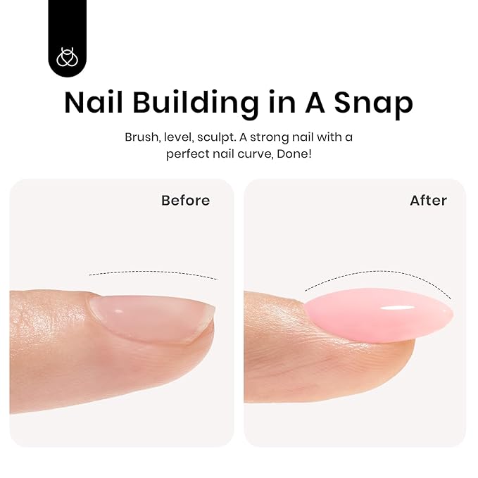 Beetles Builder Gel 15ML, 7 in 1 Builder Strengthener Gel Translucent Pink Nude Gel Nail Extension Brush in Bottle UV Gel Nail Polish, No Slip Solution Need Base Gel Needed-VivaGrace Women