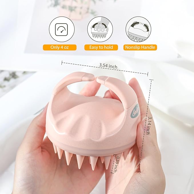 Sndyi Scalp Massager Shampoo Brush, Scalp Scrubber with Soft Silicone Bristles, Scalp Exfoliator for Dandruff Removal, Scalp Massager for Hair Growth, Wet Dry Hair Brush for Scalp Care, Pink-VivaGrace Women