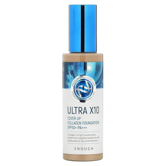 Enough Ultra 10X Cover Up Collagen Foundation, SPF 50+ PA+++, 21 Natural Beige, 3.53 oz (100 g)-VivaGrace Women
