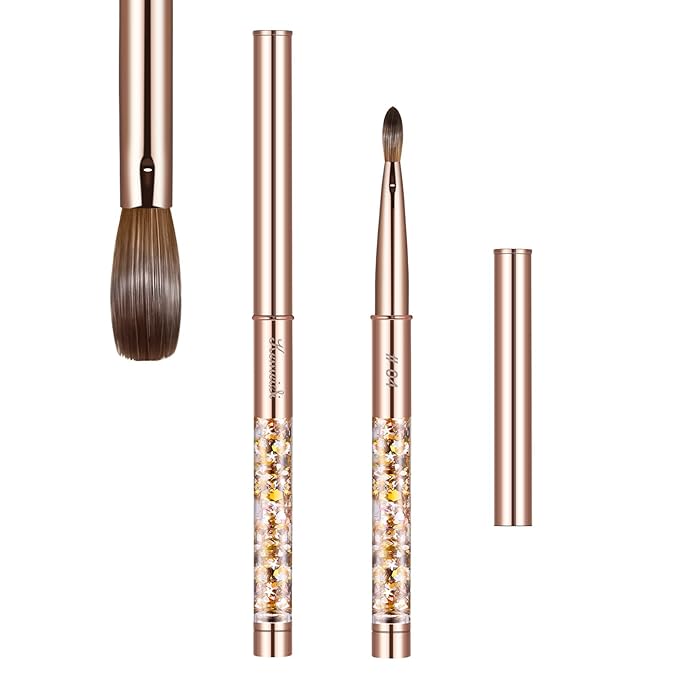 Acrylic Nail Brush Size 4,KEMEISI 100% Pure Kolinsky Nail Art Brushes Sturdy Handle Oval Shaped Acrylic Powder Nail Design Tools for Professional Manicure DIY Home Salon (Gold)-VivaGrace Women