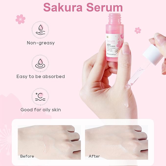 Sakura Skin Care Set, Face Care Sets for Women, 5Pcs Face Moisturizer Set Include Sakura Cream, Sakura Cleanser, Sakura Serum, Sakura Eye Cream, Sakura Mud Mask, Skin Care Gift Set for Teen Girls-VivaGrace Women