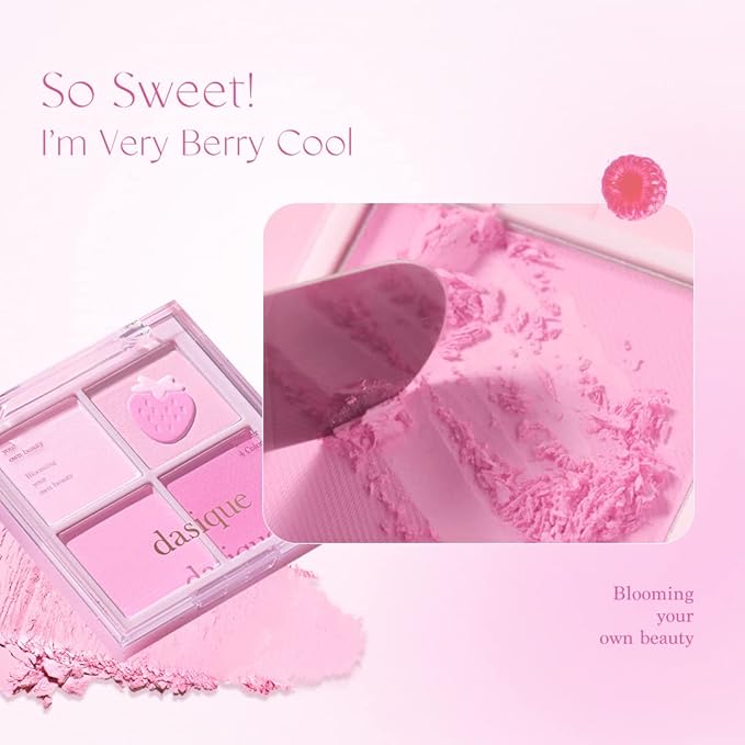 Dasique Blending Mood Cheek #06 Berry Smoothie | 4 Blendable Shades in Lightweight Smooth Powder | Vegan | Pink Blush-VivaGrace Women