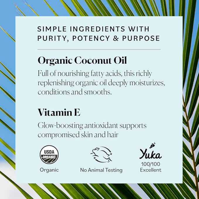 Sky Organics - Organic Coconut Oil & Vitamin E, 16.9 fl oz - Skin & Hair Ultra-Hydrating Oil - Fatty Acids & Antioxidants - Natural, Vegan & Cruelty Free - Skin Care & Hair Care w Ebook-VivaGrace Women