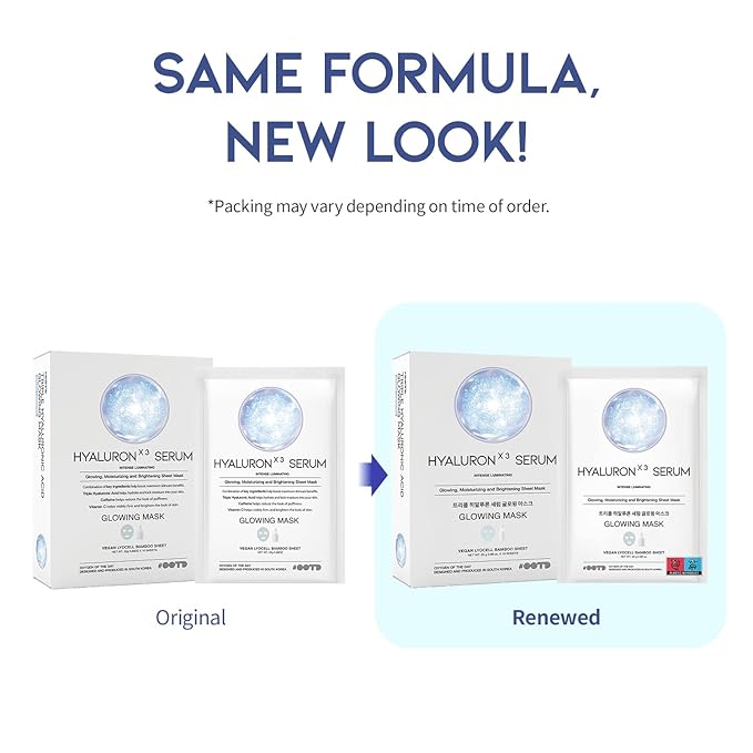 #OOTD Triple Hyaluron Hydrating Mask for Dry and Sensitive Skin, Anti Aging, Tightening and Moisturizing, Korean Vegan Beauty, Hyaluronic Acid, Caffeine, Vitamin C 10EA-VivaGrace Women