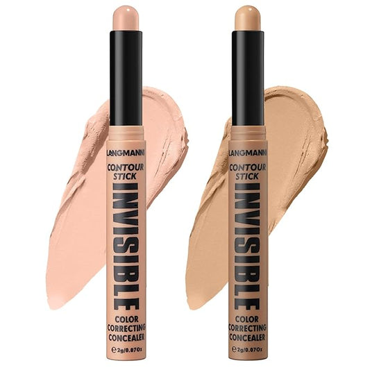 LANGMANNI Multi-Use Face Contour Stick,Highlighter & Concealer Stick, Combo Use For Correcting Color Balancing (#05+#06 Apricot+Natural)-VivaGrace Women