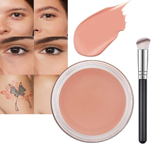 Pot Concealer with Makeup Brush Set,Tattoo Color Correcting Concealer,Full Face Color Correcting Conceal Foundation,Under Eye Concealer Brightener Dark Eye Ring corrector de ojeras (06-TAN)-VivaGrace Women