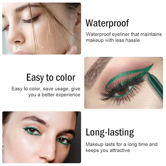 evpct Dark Pearl Green Gel Eyeliner Pencil for Women Waterline Waterproof Smudge Proof Eye Makeup Liners, Green Mascara Eye Liner Gel Liner Eyeliner with Sharpener delineador de ojos contra el agua 25