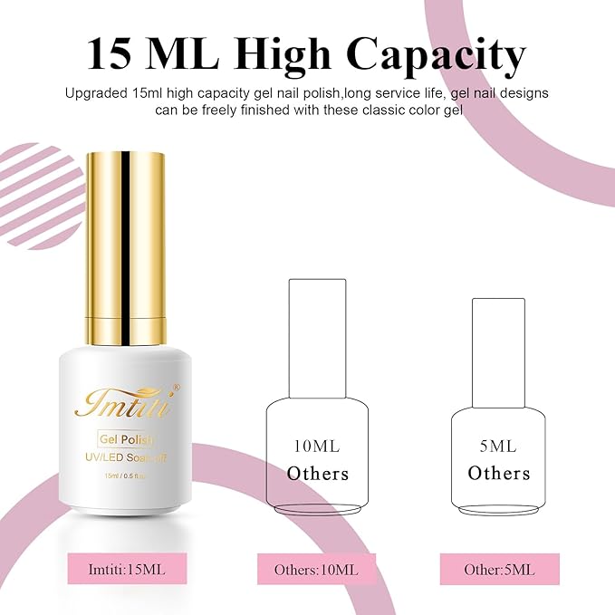 Imtiti Gel Nail Polish, Baby Pink Gel Polish, 0.51 Fl Oz
