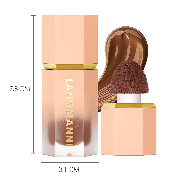URQT Highly Pigmented Liquid Contour - Built-in Sponge Tip Sculpted Complexion Wand Contour Non-Greasy Long Lasting Natural Weightless Buildable Highlighters Contour Contouring Bronzer (#102 SOFT TAN)-VivaGrace Women