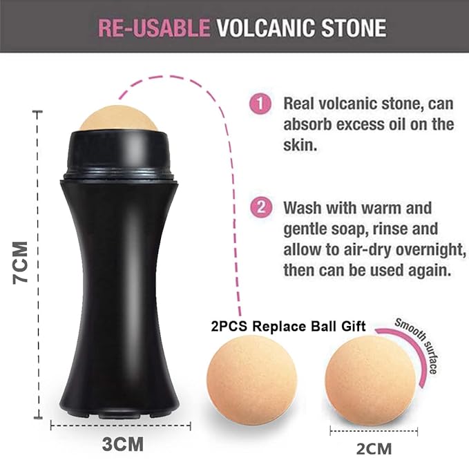 103 PCS Volcanic Roller Oily Skin Oil Control On The Go Volcanic Face Roller Oil Absorbing Volcanic Roller with Oil Blotting Sheet Paper for Oily Skin Care Oil Control Film Tissues(Type1)-VivaGrace Women