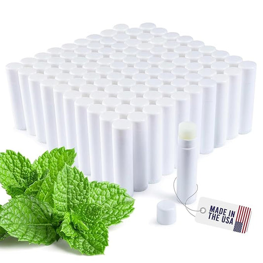 Lip Balm Bulk Unlabeled - Made in USA Bulk Chapstick - Natural Ingredients Vitamin E Shea Butter - Custom Chapstick Bulk For Party & Wedding Favors (100 Count, Peppermint)-VivaGrace Women