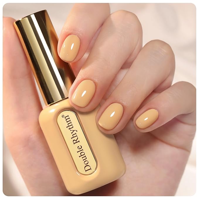 Double Rhythm 0.50 OZ Gel Polish Same Color Same Bottle Golden Round Translucent Hema Free Neutral Natural Milky 15 ML Jelly UV Polish Art DIY at Home (Earth Yellow-C1564)