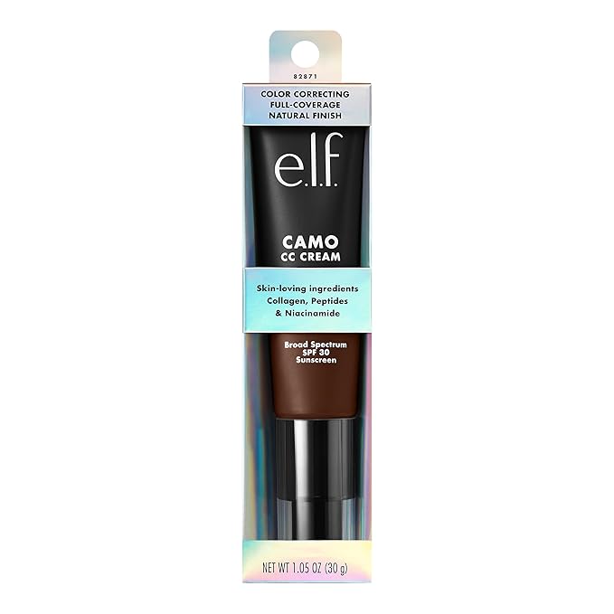 e.l.f. Camo CC Cream, Color Correcting Medium-To-Full Coverage Foundation with SPF 30, Rich 650 C, 1.05 Oz (30g)-VivaGrace Women