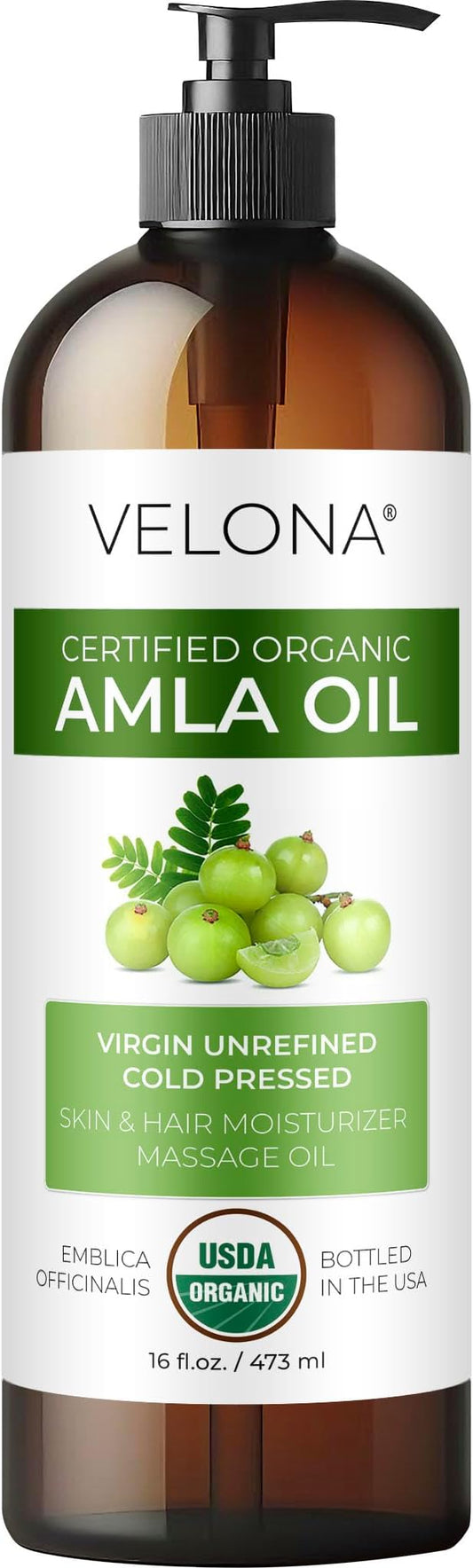 velona Amla Oil USDA Certified Organic - 16 Fl Oz | 100% Pure and Natural Carrier Oil | Extra Virgin, Unrefined, Cold Pressed-VivaGrace Women