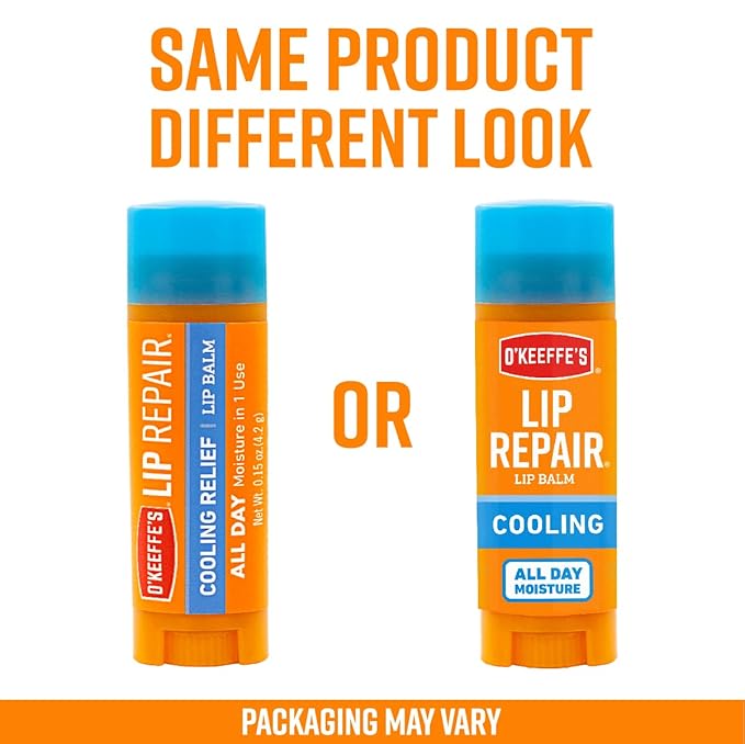 O'Keeffe's Cooling Relief Lip Repair Lip Balm for Dry, Cracked Lips, Stick, (Pack of 3)-VivaGrace Women