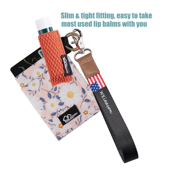 WK IEASON Lip Balm Sleeves Holder Keychain 3pcs Clip on Chapstick Lipstick Sleeves Keychain Holder Pouch Tight-Knit Elastic Lipstick Sleeves Key Ring(Black/Jade/Orange)-VivaGrace Women