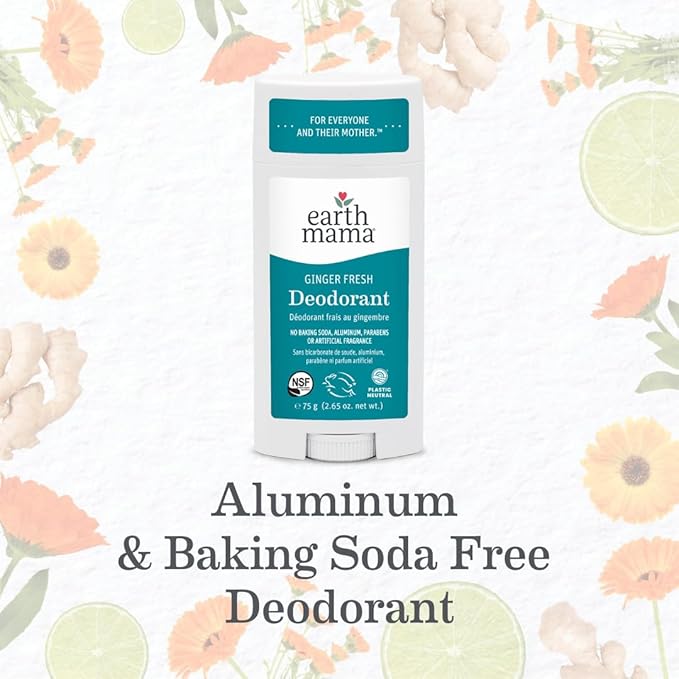 Earth Mama Ginger Fresh Deodorant | Safe for Sensitive Skin, Pregnancy and Breastfeeding, Contains Organic Ginger and Lime, No Baking Soda or Aluminum, 2.65-Ounce-VivaGrace Women