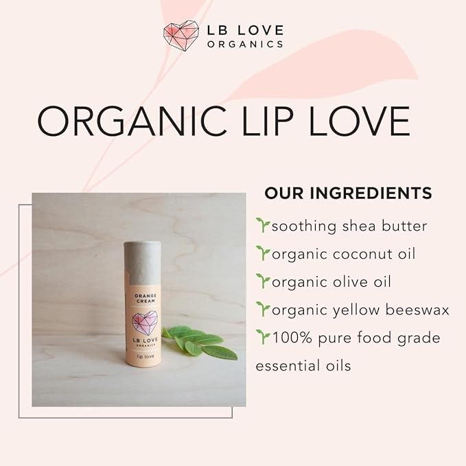 Plastic Free Lip Love | Jumbo Organic Lip Balm | Organic Beeswax and Plant Based | Zero Waste Natural Lip Balm (Orange Cream)-VivaGrace Women