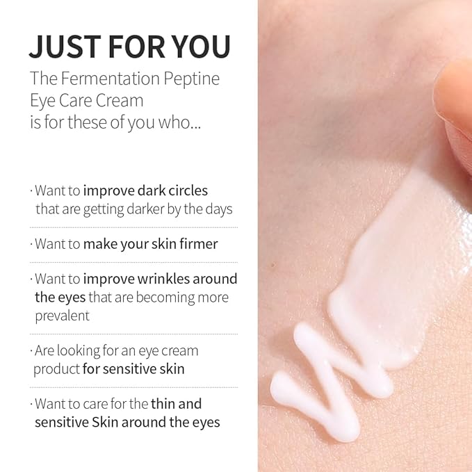 Fermentation Peptine Eye Care Cream (Tube 20ml), Improve Dark Circles, Anti-Aging, Contains 8Types of Peptide, Wrinkles, Daily Wrinkle Eye Cream-VivaGrace Women
